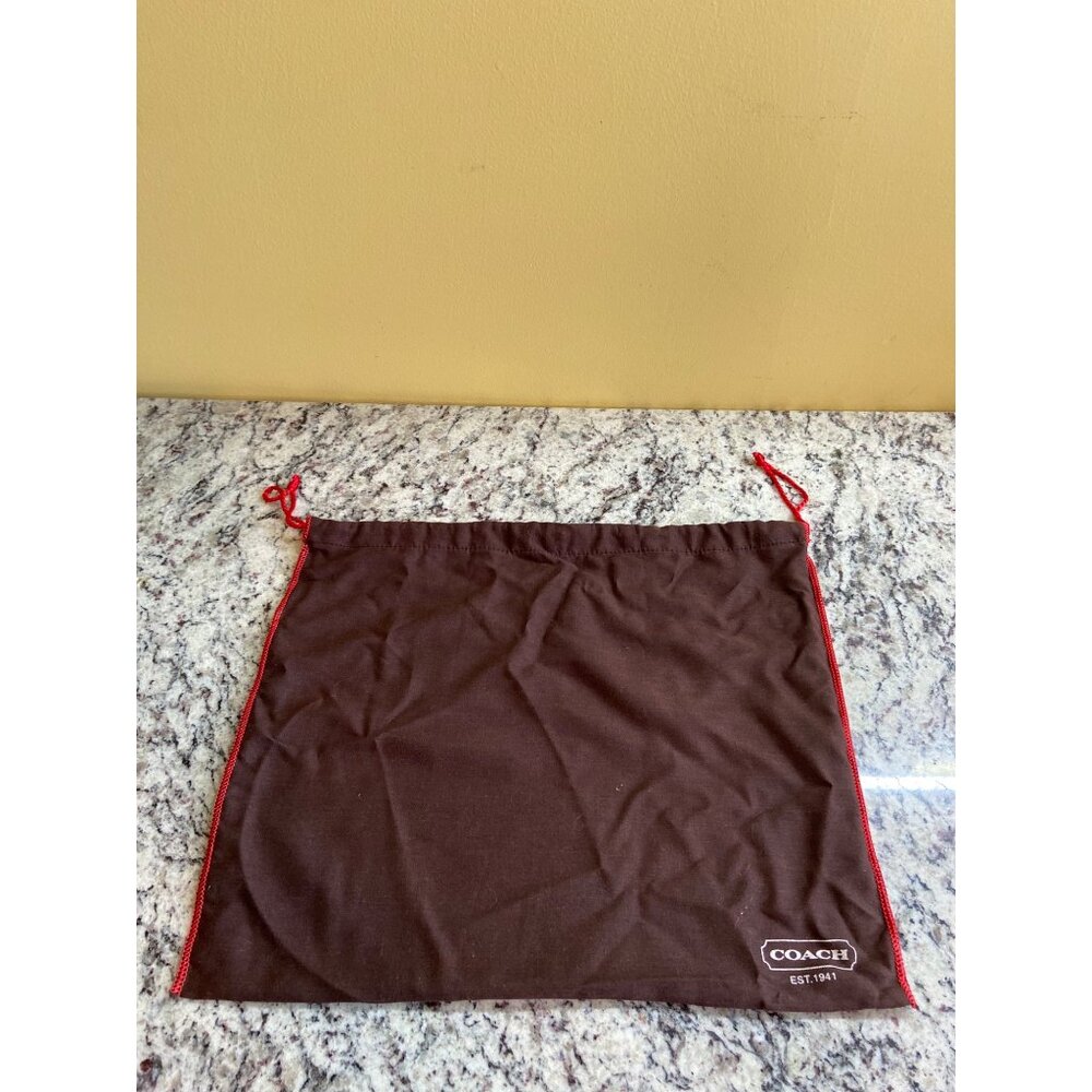 Coach Dust Bag Brown Red Drawstring Logo Pouch Storage Travel 15x15 Vintage